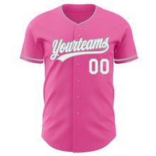 Load image into Gallery viewer, Custom Pink White-Gray Authentic Baseball Jersey

