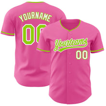 Load image into Gallery viewer, Custom Pink Neon Green Black-White Authentic Baseball Jersey
