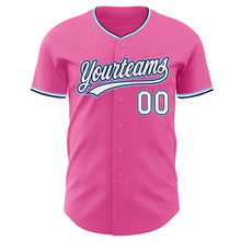 Загрузить изображение в средство просмотра галереи, Custom Pink White Navy-Light Blue Authentic Baseball Jersey
