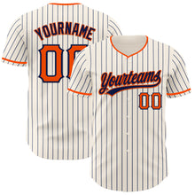 Charger l'image dans la galerie, Custom Cream Navy Pinstripe Orange-Navy Authentic Baseball Jersey
