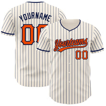 Charger l'image dans la galerie, Custom Cream Navy Pinstripe Orange-Navy Authentic Baseball Jersey
