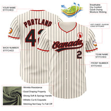 Load image into Gallery viewer, Custom Cream Black Pinstripe Black-Red Authentic Baseball Jersey
