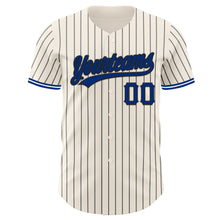 Load image into Gallery viewer, Custom Cream Black Pinstripe Royal Black-White Authentic Baseball Jersey
