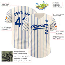 Загрузить изображение в средство просмотра галереи, Custom Cream Royal Pinstripe Royal Authentic Baseball Jersey

