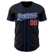Load image into Gallery viewer, Custom Black Royal Pinstripe Royal Red-White Authentic Baseball Jersey
