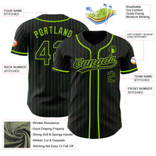 Load image into Gallery viewer, Custom Black Neon Green Pinstripe Neon Green Authentic Baseball Jersey
