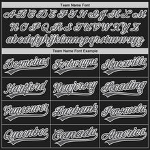Load image into Gallery viewer, Custom Black White Pinstripe Steel Gray-White Authentic Baseball Jersey
