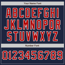 Charger l'image dans la galerie, Custom Navy White Pinstripe Red-White Authentic Baseball Jersey
