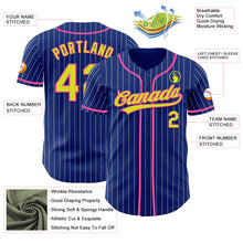 Load image into Gallery viewer, Custom Royal White Pinstripe Neon Yellow-Pink Authentic Baseball Jersey
