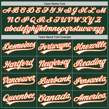 Load image into Gallery viewer, Custom Green White Pinstripe White-Orange Authentic Baseball Jersey
