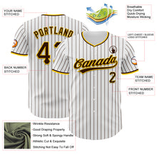 Load image into Gallery viewer, Custom White Brown Pinstripe Brown-Yellow Authentic Baseball Jersey
