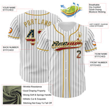 Charger l'image dans la galerie, Custom White Black Pinstripe Vintage USA Flag-Old Gold Authentic Baseball Jersey
