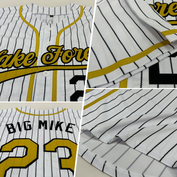 Custom Red Black Pinstripe Black-White Authentic Baseball Jersey