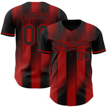 Laden Sie das Bild in den Galerie-Viewer, Custom Black-Red Gradient Classic Vertical Stripe Authentic Baseball Jersey
