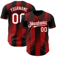 Laden Sie das Bild in den Galerie-Viewer, Custom Black White-Red Gradient Classic Vertical Stripe Authentic Baseball Jersey
