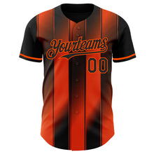 Laden Sie das Bild in den Galerie-Viewer, Custom Black-Orange Gradient Classic Vertical Stripe Authentic Baseball Jersey
