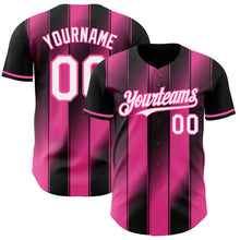 Load image into Gallery viewer, Custom Black White-Pink Gradient Classic Vertical Stripe Authentic Baseball Jersey
