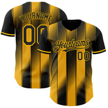 Laden Sie das Bild in den Galerie-Viewer, Custom Black-Gold Gradient Classic Vertical Stripe Authentic Baseball Jersey
