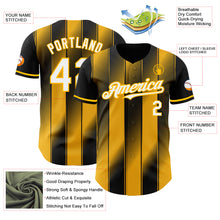 Laden Sie das Bild in den Galerie-Viewer, Custom Black White-Gold Gradient Classic Vertical Stripe Authentic Baseball Jersey

