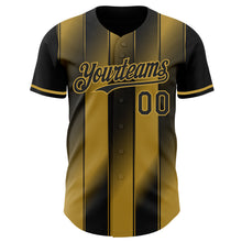 Загрузить изображение в средство просмотра галереи, Custom Black-Old Gold Gradient Classic Vertical Stripe Authentic Baseball Jersey
