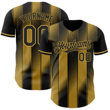 Загрузить изображение в средство просмотра галереи, Custom Black-Old Gold Gradient Classic Vertical Stripe Authentic Baseball Jersey
