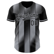 Laden Sie das Bild in den Galerie-Viewer, Custom Black-Gray Gradient Classic Vertical Stripe Authentic Baseball Jersey
