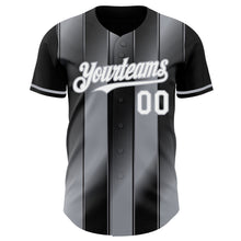 Laden Sie das Bild in den Galerie-Viewer, Custom Black White-Gray Gradient Classic Vertical Stripe Authentic Baseball Jersey
