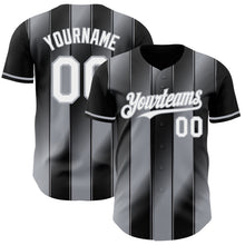 Laden Sie das Bild in den Galerie-Viewer, Custom Black White-Gray Gradient Classic Vertical Stripe Authentic Baseball Jersey
