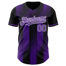Load image into Gallery viewer, Custom Black Purple-White Gradient Classic Vertical Stripe Authentic Baseball Jersey
