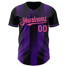 Загрузить изображение в средство просмотра галереи, Custom Black Pink-Purple Gradient Classic Vertical Stripe Authentic Baseball Jersey
