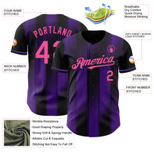 Загрузить изображение в средство просмотра галереи, Custom Black Pink-Purple Gradient Classic Vertical Stripe Authentic Baseball Jersey
