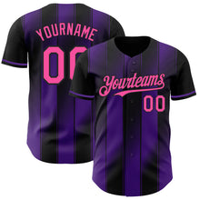 Загрузить изображение в средство просмотра галереи, Custom Black Pink-Purple Gradient Classic Vertical Stripe Authentic Baseball Jersey
