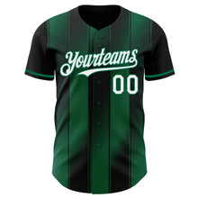 Загрузить изображение в средство просмотра галереи, Custom Black White-Kelly Green Gradient Classic Vertical Stripe Authentic Baseball Jersey
