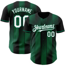 Загрузить изображение в средство просмотра галереи, Custom Black White-Kelly Green Gradient Classic Vertical Stripe Authentic Baseball Jersey
