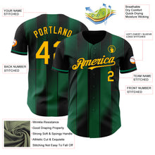 Load image into Gallery viewer, Custom Black Gold-Kelly Green Gradient Classic Vertical Stripe Authentic Baseball Jersey
