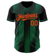 Laden Sie das Bild in den Galerie-Viewer, Custom Black Orange-Kelly Green Gradient Classic Vertical Stripe Authentic Baseball Jersey
