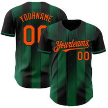 Laden Sie das Bild in den Galerie-Viewer, Custom Black Orange-Kelly Green Gradient Classic Vertical Stripe Authentic Baseball Jersey
