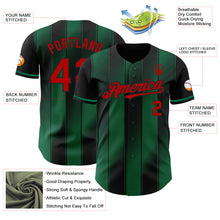 Laden Sie das Bild in den Galerie-Viewer, Custom Black Red-Kelly Green Gradient Classic Vertical Stripe Authentic Baseball Jersey
