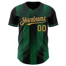 Загрузить изображение в средство просмотра галереи, Custom Black Old Gold-Kelly Green Gradient Classic Vertical Stripe Authentic Baseball Jersey
