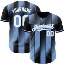 Загрузить изображение в средство просмотра галереи, Custom Black White-Light Blue Gradient Classic Vertical Stripe Authentic Baseball Jersey

