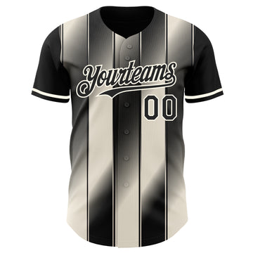 Custom Black Cream-Cream Gradient Classic Vertical Stripe Authentic Baseball Jersey