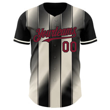 Load image into Gallery viewer, Custom Black Crimson-Cream Gradient Classic Vertical Stripe Authentic Baseball Jersey
