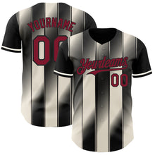Load image into Gallery viewer, Custom Black Crimson-Cream Gradient Classic Vertical Stripe Authentic Baseball Jersey
