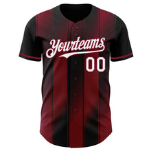 Charger l'image dans la galerie, Custom Black White-Crimson Gradient Classic Vertical Stripe Authentic Baseball Jersey
