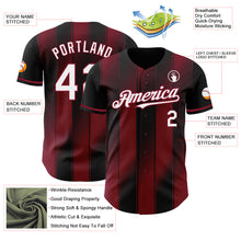Charger l'image dans la galerie, Custom Black White-Crimson Gradient Classic Vertical Stripe Authentic Baseball Jersey
