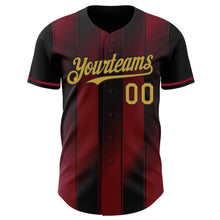 Charger l'image dans la galerie, Custom Black Old Gold-Crimson Gradient Classic Vertical Stripe Authentic Baseball Jersey
