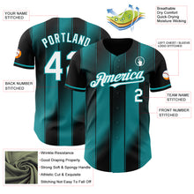 Load image into Gallery viewer, Custom Black White-Teal Gradient Classic Vertical Stripe Authentic Baseball Jersey
