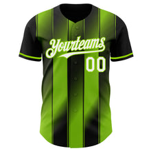 Load image into Gallery viewer, Custom Black White-Neon Green Gradient Classic Vertical Stripe Authentic Baseball Jersey
