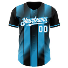Загрузить изображение в средство просмотра галереи, Custom Black White-Sky Blue Gradient Classic Vertical Stripe Authentic Baseball Jersey
