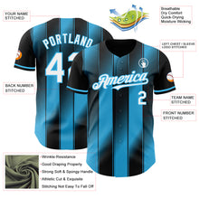 Загрузить изображение в средство просмотра галереи, Custom Black White-Sky Blue Gradient Classic Vertical Stripe Authentic Baseball Jersey
